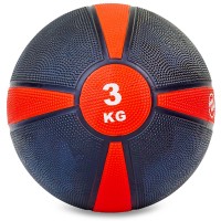 М'яч медичний медбол Zelart Medicine Ball FI-5122-3 3кг чорний-червоний