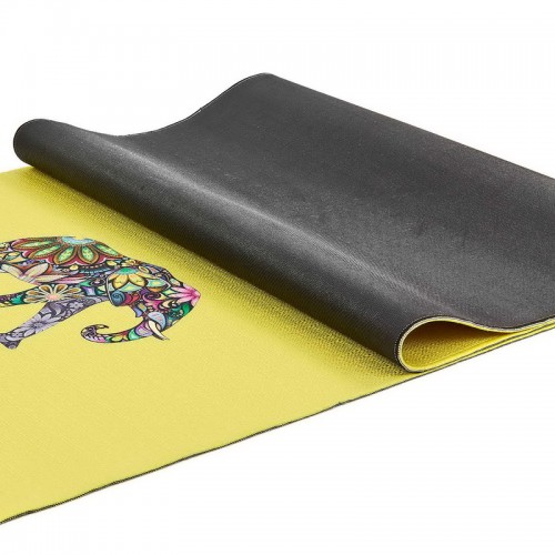Килимок для йоги Джутовий (Yoga mat) Record FI-7157-6 розмір 183x61x0,3см принт Слон та Лотос