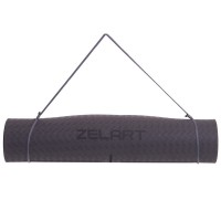 Коврик для йоги с разметкой Zelart FI-2579 (MD9038) 183x61x0,6см серый