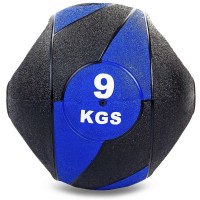 М'яч медичний медбол із двома ручками Record Medicine Ball FI-5111-9 9кг чорний-синій