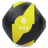 М'яч медичний медбол із двома ручками Record Medicine Ball FI-5111-6 6кг чорний-жовтий