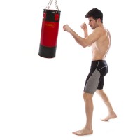Мішок боксерський Циліндр з кільцем та ланцюгом PVC KEPAI BB-2006 висота 60см чорний-червоний