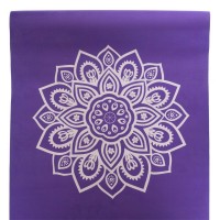 Замшевий Килимок для йоги Record FI-5662-10 розмір 183x61x0,3см фіолетовий з квітковим принтом