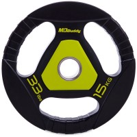 Блины (диски) полиуретановые Zelart TA-2677-15 51мм 15кг черный-салатовый