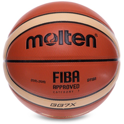 М'яч баскетбольний PU №7 MOL FIBA APPROVED GG7X BA-4962 коричневий-бежевий