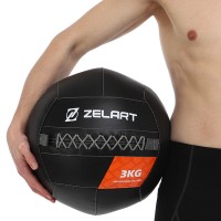 М'яч волбол для кросфіту та фітнесу Zelart WALL BALL TA-7822-3 вага-3кг чорний