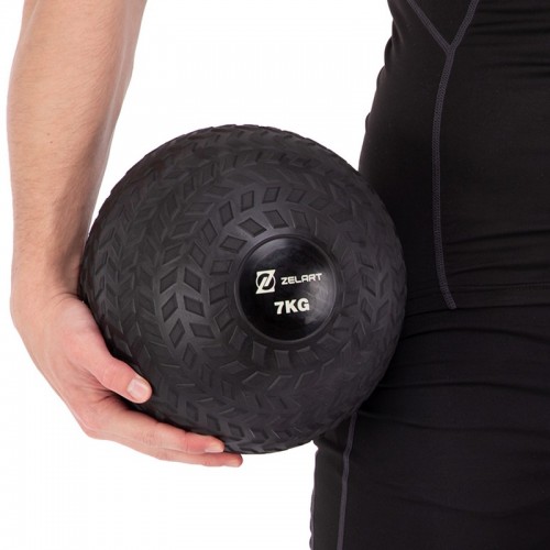 Мяч набивной слэмбол для кроссфита рифленый Record SLAM BALL FI-7474-7 7кг черный