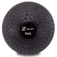 М'яч набивний слембол для кросфіту рифлений Record SLAM BALL FI-7474-7 7кг чорний
