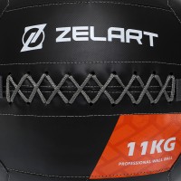 М'яч волбол для кросфіту та фітнесу Zelart WALL BALL TA-7822-11 вага-11кг чорний