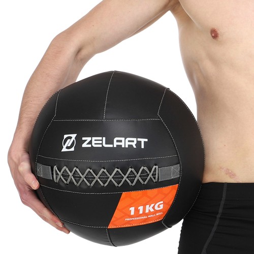М'яч волбол для кросфіту та фітнесу Zelart WALL BALL TA-7822-11 вага-11кг чорний