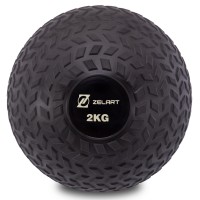 М'яч набивний слембол для кросфіту рифлений Record SLAM BALL FI-7474-2 2кг чорний