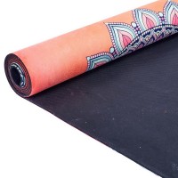 Коврик для йоги Замшевый Record FI-5662-9 размер 183x61x0,3см коралловый с принтом мандала