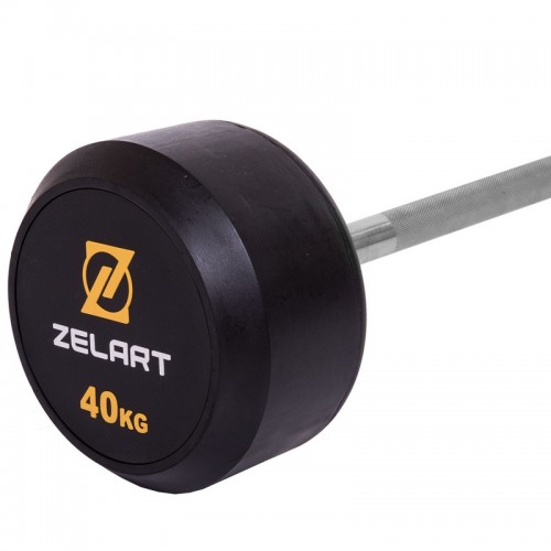 Штанга фіксована пряма гумова Zelart Rubber Coated Barbell TA-2685-40 довжина-95см 40кг