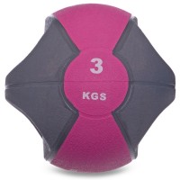 М'яч медичний медбол із двома ручками Zelart FI-2619-3 3кг сірий-рожевий