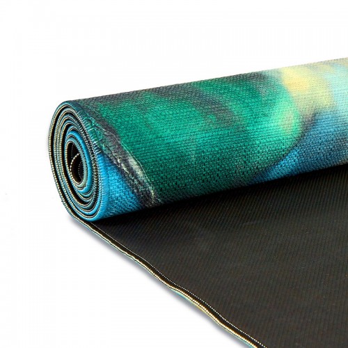 Килимок для йоги Джутовий (Yoga mat) Record FI-7157-3 розмір 183x61x0,3см принт Зимородки та Лотос