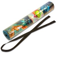 Килимок для йоги Джутовий (Yoga mat) Record FI-7157-3 розмір 183x61x0,3см принт Зимородки та Лотос