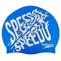 Шапочка для плавания SPEEDO SLOGAN PRINT 808385B957 синий-серый