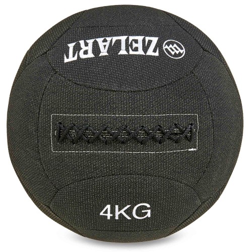 Мяч набивной для кросфита волбол WALL BALL Zelart FI-7224-4 4кг черный