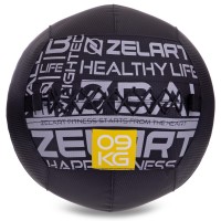 М'яч набивний для крофіту волбол WALL BALL Zelart FI-2637-9 9кг чорний