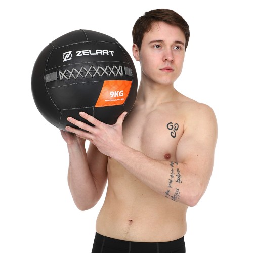 Мяч волбол для кроссфита и фитнеса Zelart WALL BALL TA-7822-9 вес-9кг черный