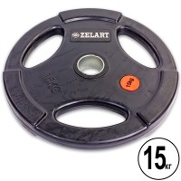 Млинці (диски) гумові Zelart Z-HIT TA-5160-15 51мм 15кг чорний