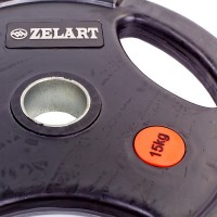 Блины (диски) обрезиненные Zelart Z-HIT TA-5160-15 51мм 15кг черный
