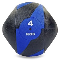 М'яч медичний медбол із двома ручками Record Medicine Ball FI-5111-4 4кг чорний-синій