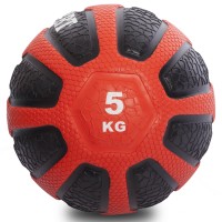 М'яч медичний медбол Zelart Medicine Ball FI-0898-5 5 кг чорний-червоний
