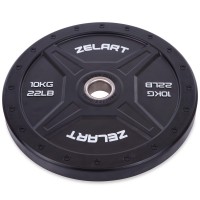 Блины (диски) бамперные для кроссфита Zelart Bumper Plates TA-2258-10 51мм 10кг черный
