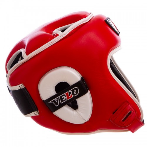 Шолом боксерський відкритий з посиленим захистом верхівки шкіряний VELO VL-8195 M-XL кольори в асортименті