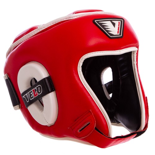 Шлем боксерский открытый с усиленной защитой макушки кожаный VELO VL-8195 M-XL цвета в ассортименте