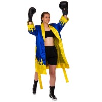 Халат боксерский TWINS FTR-2 M-XL синий-желтый
