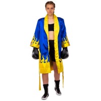 Халат боксерский TWINS FTR-2 M-XL синий-желтый