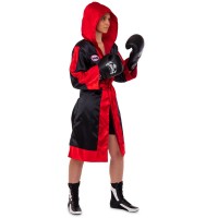 Халат боксерський з капюшоном TWINS FTR-3 M-XL чорний-червоний