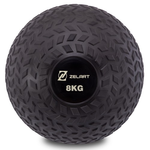 Мяч набивной слэмбол для кроссфита рифленый Record SLAM BALL FI-7474-8 8кг черный