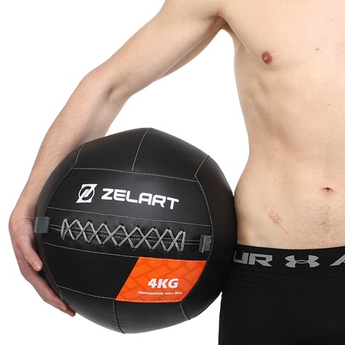 Мяч волбол для кроссфита и фитнеса Zelart WALL BALL TA-7822-4 вес-4кг черный
