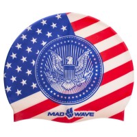 Шапочка для плавания MadWave USA M055303000W синий-красный