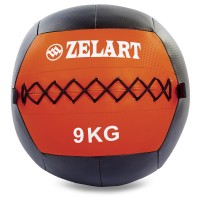 М'яч набивний для крофіту волбол WALL BALL Zelart FI-5168-9 9кг чорний-червоний