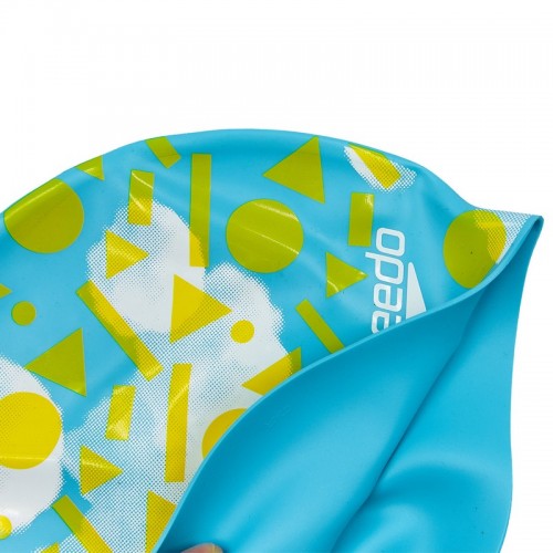Шапочка для плавания детская SPEEDO JUNIOR SLOGAN PRINT 808386B955 голубой-желтый