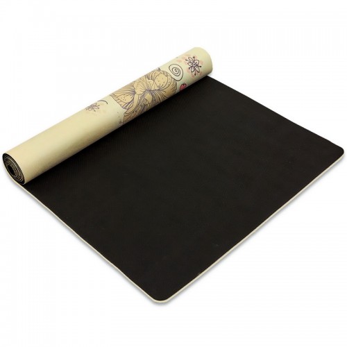 Килимок для йоги Замшевий Record FI-5662-32 розмір 183x61x0,3 см бежевий-салатовий