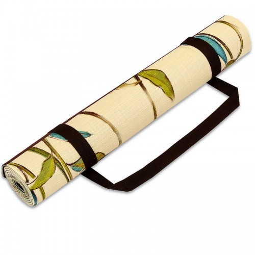 Коврик для йоги Джутовый (Yoga mat) Record FI-7157-2 размер 183x61x0,3см с цветочным принтом