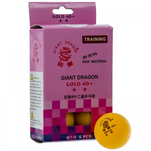 Набір м'ячів для настільного тенісу GIANT DRAGON GOLD 2* MT-6561 40+ 6 шт кольори в асортименті