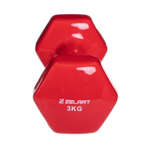 Гантель для фітнесу з вініловим покриттям Zelart TA-2777-3 1шт 3кг кольору в асортименті