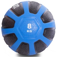 М'яч медичний медбол Zelart Medicine Ball FI-0898-8 8кг чорний-блакитний
