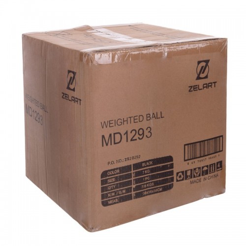 Мяч набивной для кросфита волбол WALL BALL Zelart FI-2637-7 7кг черный