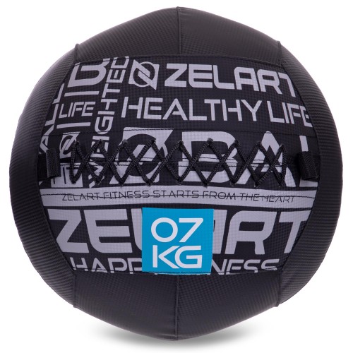 М'яч набивний для крофіту волбол WALL BALL Zelart FI-2637-7 7кг чорний