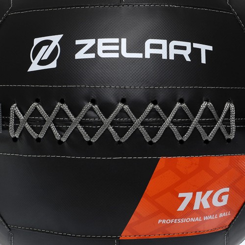 Мяч волбол для кроссфита и фитнеса Zelart WALL BALL TA-7822-7 вес-7кг черный