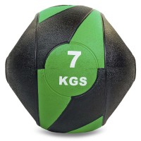 М'яч медичний медбол із двома ручками Record Medicine Ball FI-5111-7 7кг чорний-зелений