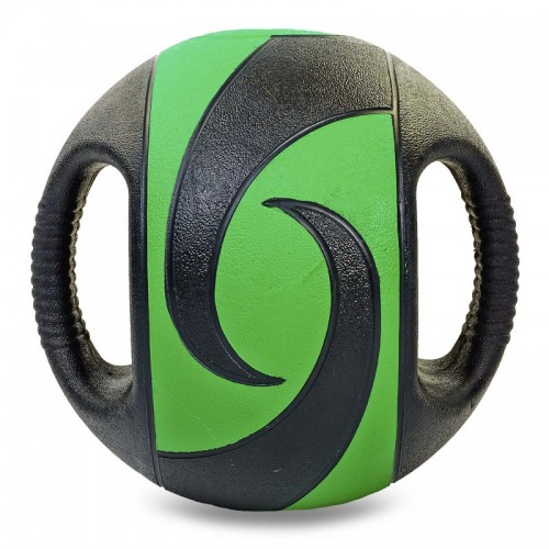 М'яч медичний медбол із двома ручками Record Medicine Ball FI-5111-7 7кг чорний-зелений