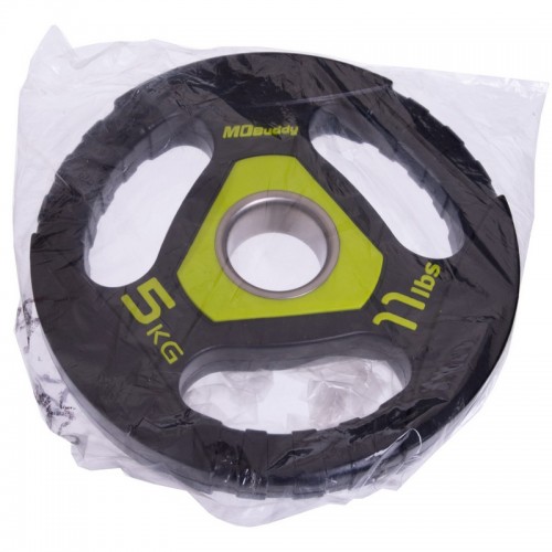 Блины (диски) полиуретановые Zelart TA-2677-5 51мм 5кг черный-салатовый